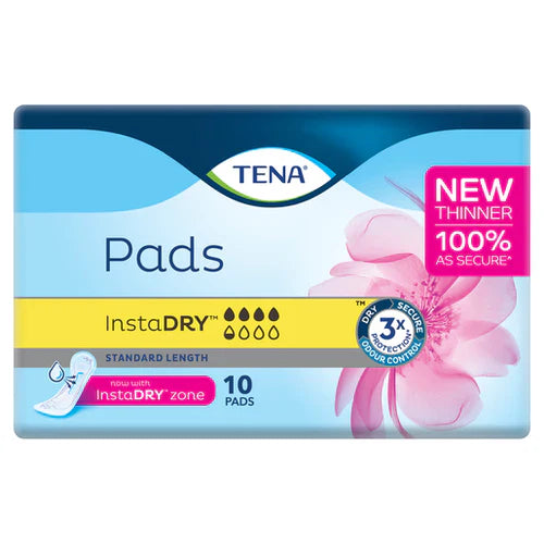 Tena Pads InstaDry Standard 10 Pack - OhYouLuckyDuck.com.au