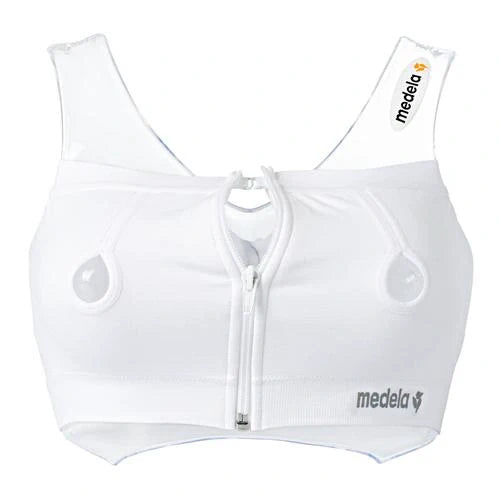Medela Easy Expression Bustier Hands Free Pumping Bra White Medium