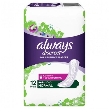 Always Discreet Normal Pad 12 Pack - OhYouLuckyDuck.com.au