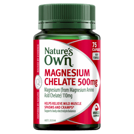 Natures Own Magnesium Chelate 500mg 75 Capsules - OhYouLuckyDuck.com.au