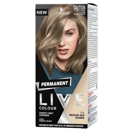 Schwarzkopf LIVE Colour Permanent 7.1 Medium Ash Blonde - OhYouLuckyDuck.com.au