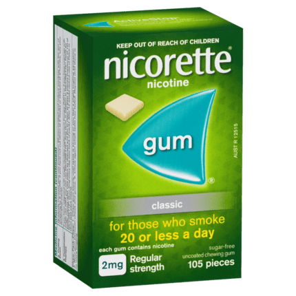 Nicorette Nicotine Gum Classic 2mg 105 Pieces - OhYouLuckyDuck.com.au