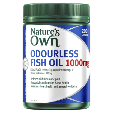 Natures Own Odourless Fish Oil 1000mg 200 Capsules - OhYouLuckyDuck.com.au