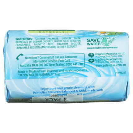 Palmolive Naturals Balanced & Mild With Chamomile Soap 4 Pack - OhYouLuckyDuck.com.au