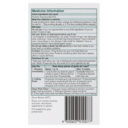 Nicorette Nicotine Gum Fresh Fruit 4mg 105 Pieces - OhYouLuckyDuck.com.au
