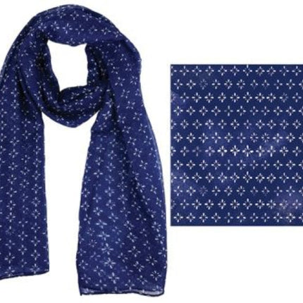 Firmins Lane Scarf FM Star Flower Indigo