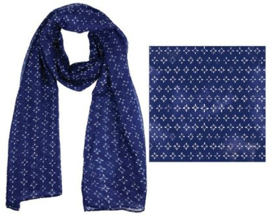 Firmins Lane Scarf FM Star Flower Indigo