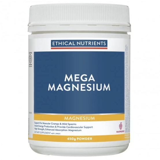 Ethical Nutrients Mega Magnesium Powder Raspberry 450g - OhYouLuckyDuck.com.au