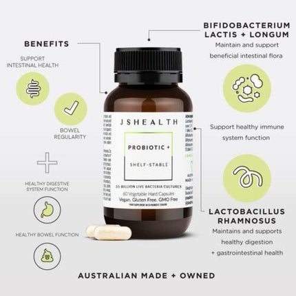 JSHEALTH Probiotic + Shelf-Stable 60 Capsules - OhYouLuckyDuck.com.au