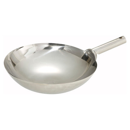 Winco Stainless Steel Welded Joint Wok 14 Inch