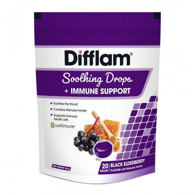 Difflam Soothing Drops + Immune Support Black Elderberry 20 Drops - OhYouLuckyDuck.com.au