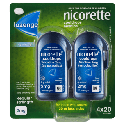 Nicorette Nicotine Lozenges Icy Mint 2mg 80 Lozenges - OhYouLuckyDuck.com.au