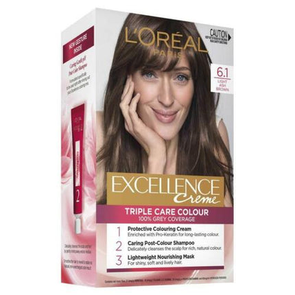 L'Oreal Excellence Creme 6.1 Light Ash Brown Hair Colour - OhYouLuckyDuck.com.au