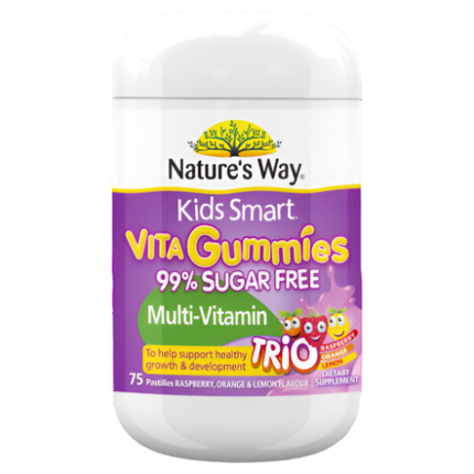 Natures Way Kids Smart Vita Gummies Sugarfree Multi Trio 75 Pastilles - OhYouLuckyDuck.com.au