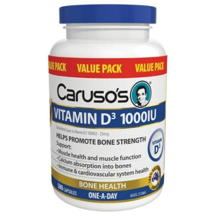Caruso’s Vitamin D3 1000IU Caps 500 - OhYouLuckyDuck.com.au