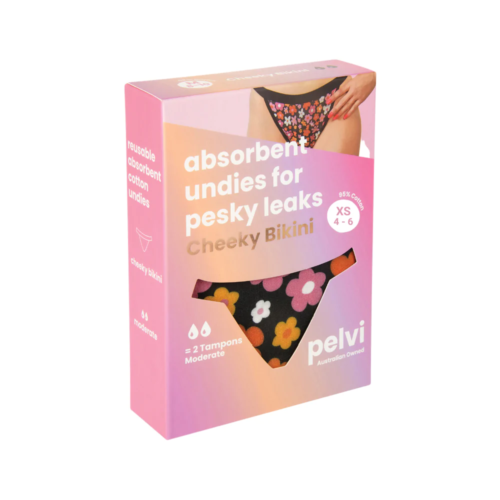 Pelvi Leakproof Underwear Cheeky Bikini Floral XS - OhYouLuckyDuck.com.au