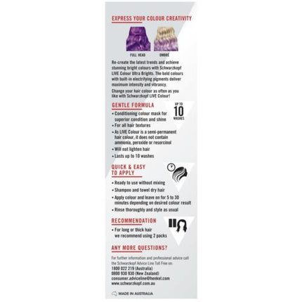 Schwarzkopf LIVE Colour Ultra Brights Magnetic Purple 75ml - OhYouLuckyDuck.com.au