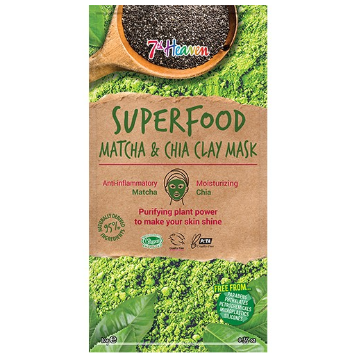 7th Heaven Super Food Matcha And Chia Clay Mask Green - OhYouLuckyDuck.com.au