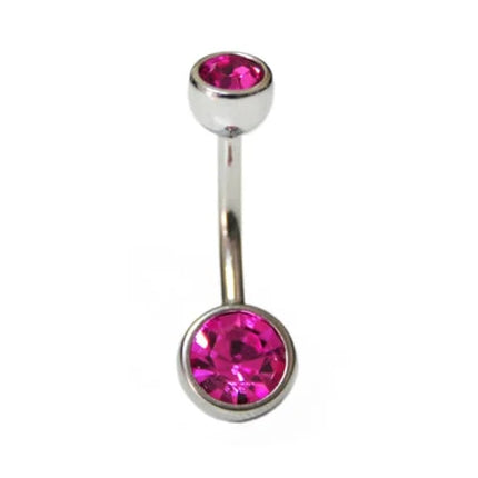 Adn Pygmy Double Jewelled Belly Bar Fuchsia 14G 10mm