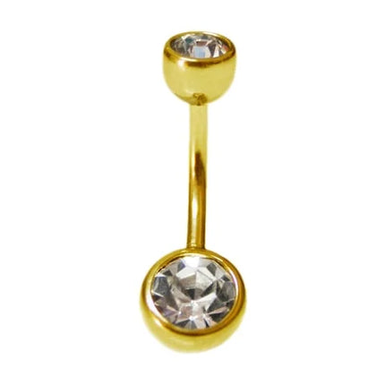 Pygmy Double Jewelled Crystal Belly Bar 10mm 14G 316L