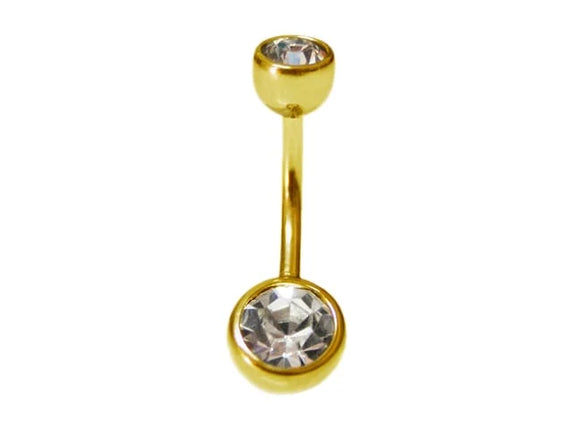 Pygmy Double Jewelled Crystal Belly Bar 10mm 14G 316L