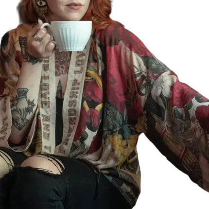 Ginger Bear Boutique Friendship Love and Truth Cropped Bamboo Kimono