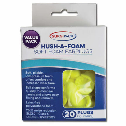 SurgiPack 6955 Ear Plugs Soft Foam 10 Pairs - OhYouLuckyDuck.com.au