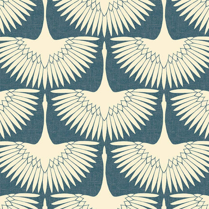 Tempaper x Genevieve Gorder Denim Blue Feather Flock Removable Peel and Stick Wallpaper 20.5 Inches X 16.5 Ft