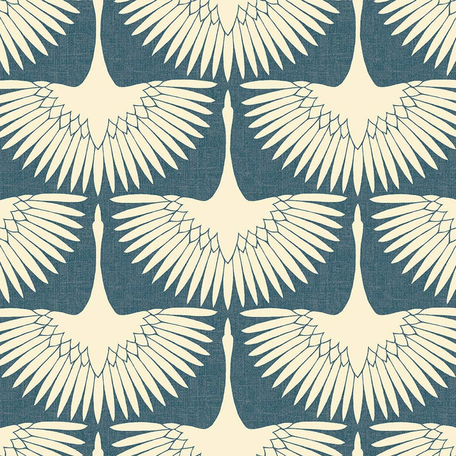 Tempaper x Genevieve Gorder Denim Blue Feather Flock Removable Peel and Stick Wallpaper 20.5 Inches X 16.5 Ft