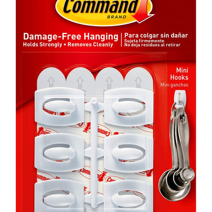 3M Command Mini Hooks White 6 Hooks and 8 Strips