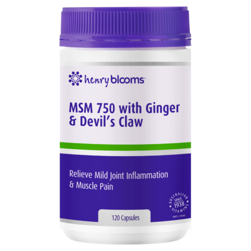 Henry Blooms MSM 750 With Ginger & Devil’s Claw 120 Capsules - OhYouLuckyDuck.com.au