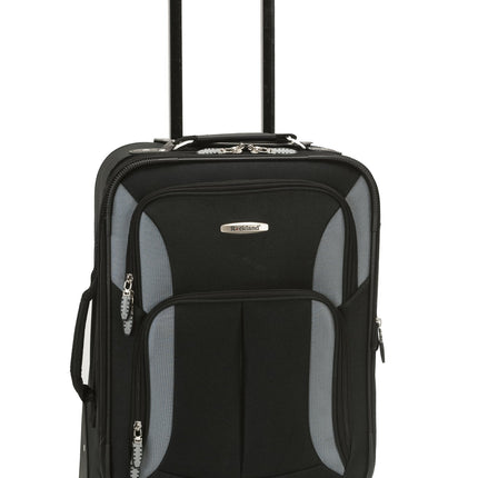 Rockland Pasadena Softside Spinner Wheel Luggage Black Gray Carry On