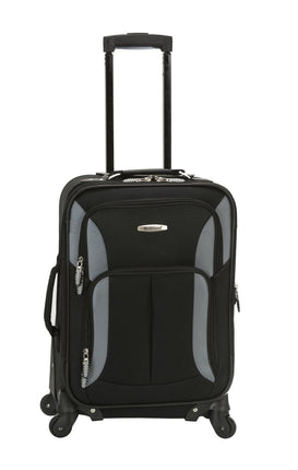 Rockland Pasadena Softside Spinner Wheel Luggage Black Gray Carry On
