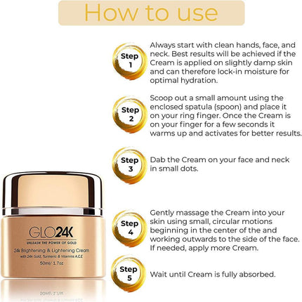 GLO24K 24k Brightening & Lightening Cream 50ml - OhYouLuckyDuck.com.au