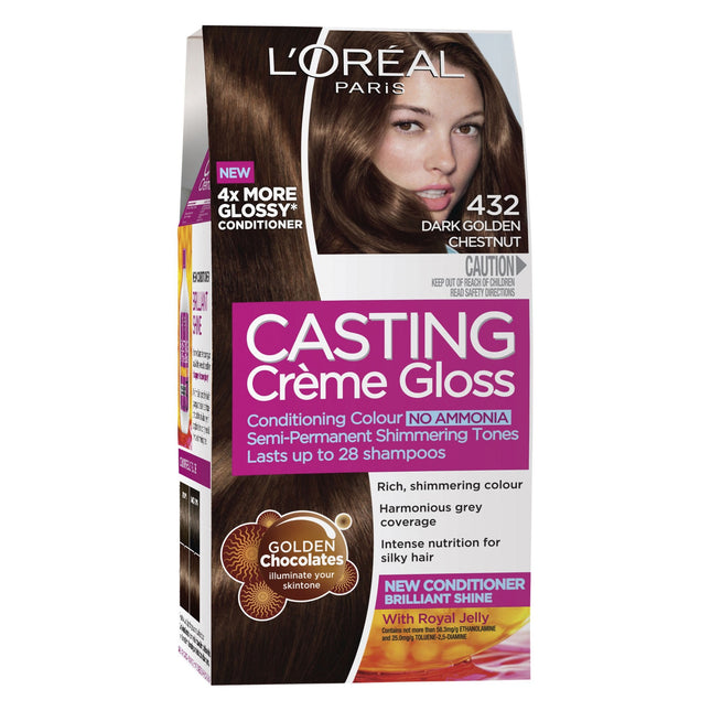 L'OrÃ©al Casting Creme Gloss Semi Permanent Hair Dye 432 Dark Golden Chestnut