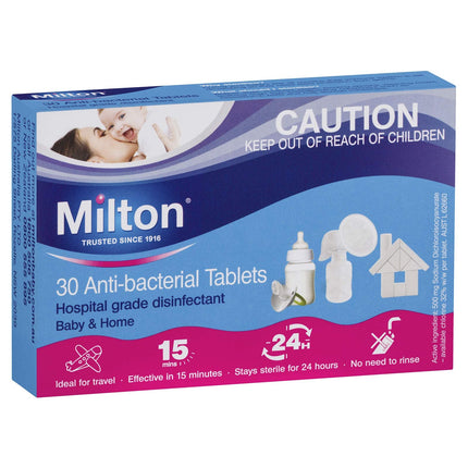 Milton Antibacterial Sterilising Tablets for Baby Bottles 30 Pack