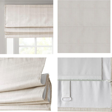 Madison Park Galen Cordless Roman Shade Ivory Fabric Privacy Darkening Window Blind 34 x 64 Inches