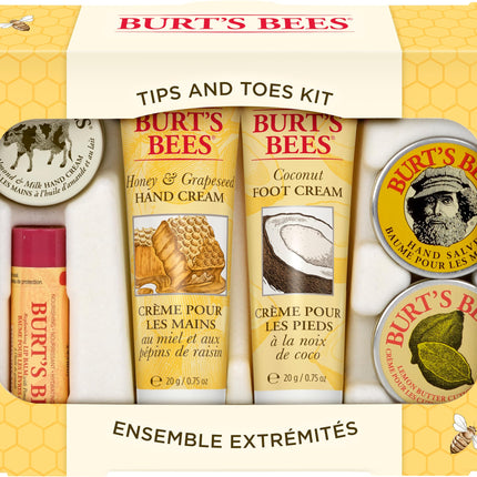 Burt's Bees Tips and Toes Kit Natural Skincare Gift Set 6 Piece