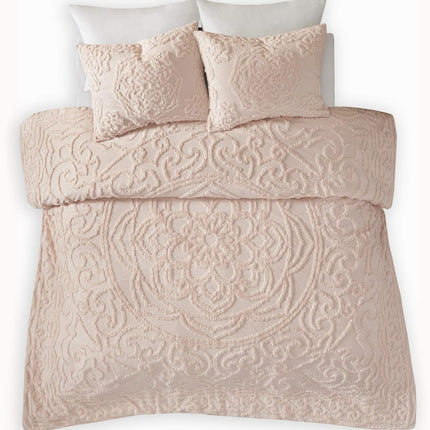 Madison Park Laetitia 100 Percent Cotton Chenille Tufted Medallion Duvet Cover Set Floral Blush King California King 104 x 92 Inches Floral Blush
