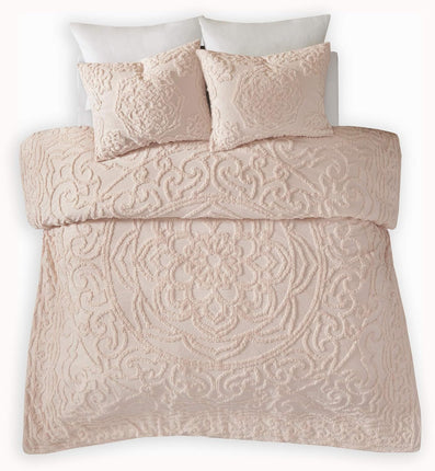 Madison Park Laetitia 100 Percent Cotton Chenille Tufted Medallion Duvet Cover Set Floral Blush King California King 104 x 92 Inches Floral Blush