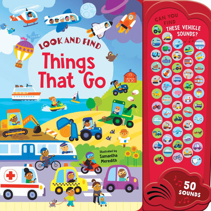 Lake Press Look and Find 50 Buttons Sounds Book Things That Go