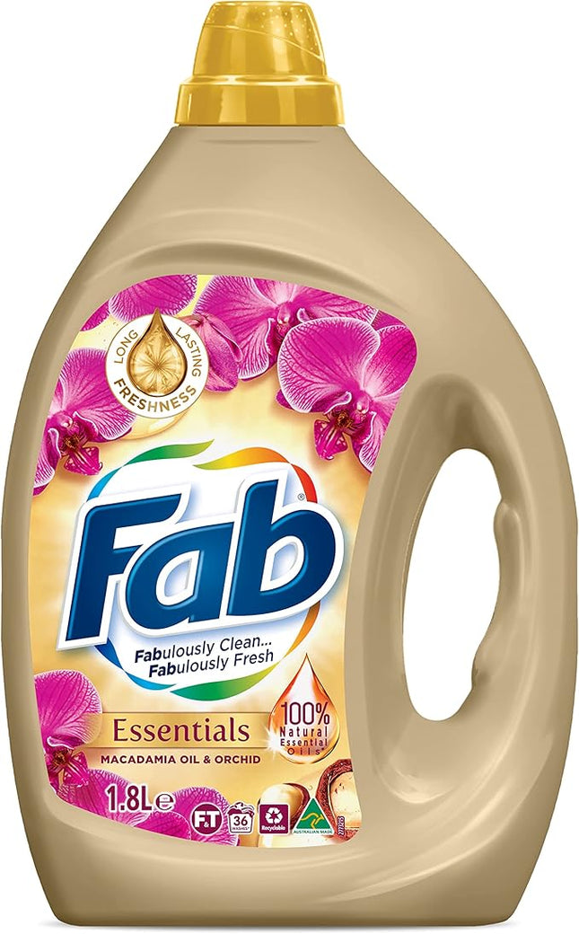 FAB Essentials Laundry Detergent Macadamia Oil and Orchid Liquid 1.8L