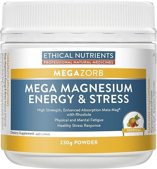 Ethical Nutrients Mega Magnesium Energy & Stress Powder 230g