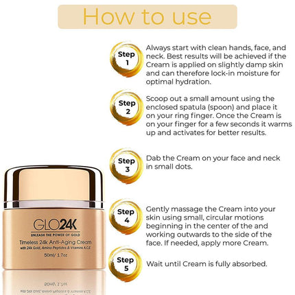GLO24K Timeless 24k Anti-Aging Cream 50ml - OhYouLuckyDuck.com.au