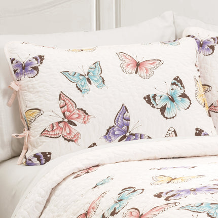 Lush Decor Flutter Butterfly 3 Piece Quilt Set Full Queen