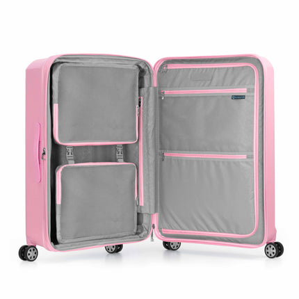 Traveler's Choice Pagosa Indestructible Hardshell Expandable Spinner Luggage Pink Carry On 22 Inch