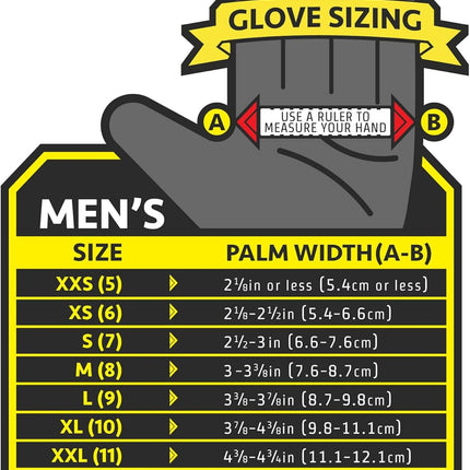 Ironclad Framer Men's Hook & Loop Fingerless Gloves Black/Gray/Yellow
