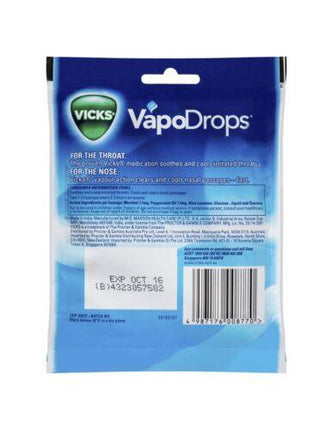 Vicks VapoDrops Cooling Peppermint Lozenges 24 Pack - OhYouLuckyDuck.com.au