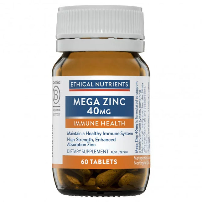 Ethical Nutrients Mega Zinc 40 Mg 60 Tablets - OhYouLuckyDuck.com.au