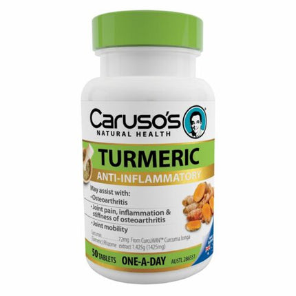 Caruso's Natural Health One a Day Turmeric 50 Tablets - OhYouLuckyDuck.com.au
